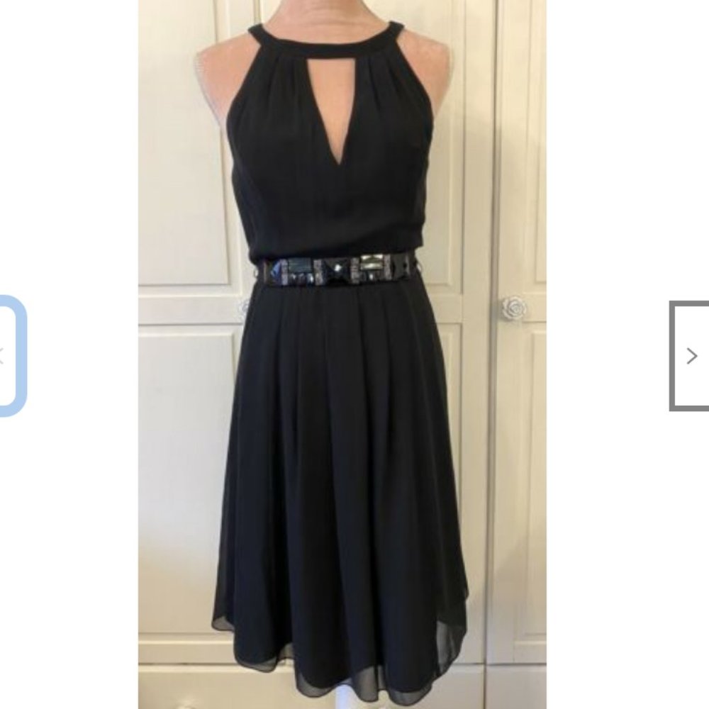 ted baker black silk sleeveless beaded embroidered belt dress size 1 nwot